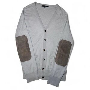 Gucci Beige Cashmere Cardigan with Brown Elbow Patches Authentic Made in Italy